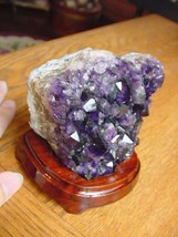 (R280-N) Purple amethyst matrix gem gemstone crystal DISPLAY specimen with stand - £32.01 GBP