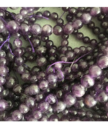 8mm Natural Amethyst Round Beads, 1 15in Strand, dark purple gemstone - £9.50 GBP