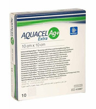 Aquacel AG  Extra Silver Hydrofiber Wound Dressing 10cm x 10cm, 4''x4'' x10 4135 - $114.95