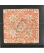 Timbre De Trois Pence De 1851 New Brunswick, Rouge, SCOTT #1 - $288.82
