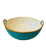 ROSCHER COLLECTION “Beach BBQ” Earthenware Blue Serving Bowl with Handles - £18.29 GBP