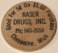 Vintage Kayser Drugs Wooden Nickel Chesaning Michigan - £3.88 GBP