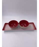 Christmas Sheffield 14&quot; Platter Tray Rectangle Dish Set of 2 4&quot; Dip Bowl... - £23.79 GBP