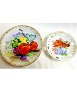 2 Small Hand-painted Collectable Porcelain Plates Bright Fruit Colors - £19.62 GBP