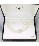 ROMAN IMITATION PEARL NECKLACE SET CRYSTAL MAGNETIC CLASP NIB $26 - £12.46 GBP