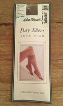 Nice Touch Day Sheer Knee High All Nylon Leg Reinforced Toe 2 pk Soft Taupe NEW - £7.23 GBP