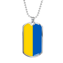 Ukraine Flag Necklace Stainless Steel or 18k Gold Dog Tag 24&quot; Chain - £37.88 GBP+