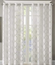 MADISON PARK Window Panel ~ White Geometric ~ 50&quot; x 95&quot; ~ EDEN ~ Grommet - £26.10 GBP