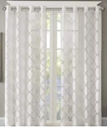 MADISON PARK Window Panel ~ White Geometric ~ 50&quot; x 95&quot; ~ EDEN ~ Grommet - £26.22 GBP