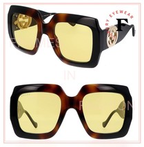 GUCCI 1022 Black Havana 004 GG Yellow Chunky Sunglasses GG1022S Women Authentic - £336.78 GBP