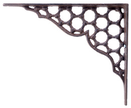 Decorative Shelf Bracket - Hexagon Lattice - Rust Brown Cast Iron - 9.25&quot; - £12.32 GBP