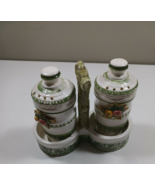 harvest brand salt and pepper shakers # 3472 green/white with flowers - £4.74 GBP