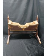 19th Century Doll Swinging Cradle &amp; Stand Beautiful Hand Painted Stencil... - $149.99