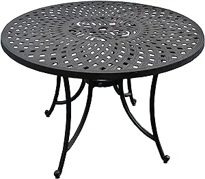 Crosley Furniture Sedona Solid-Cast Aluminum Outdoor Dining Table, 42-inch, Blac - £298.35 GBP