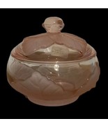 Vintage Viking Glass Covered Candy Dish Pink Hand Made Sticker - £46.51 GBP