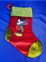 Vintage Mickey Mouse Red And Green Christmas Stocking - £22.04 GBP