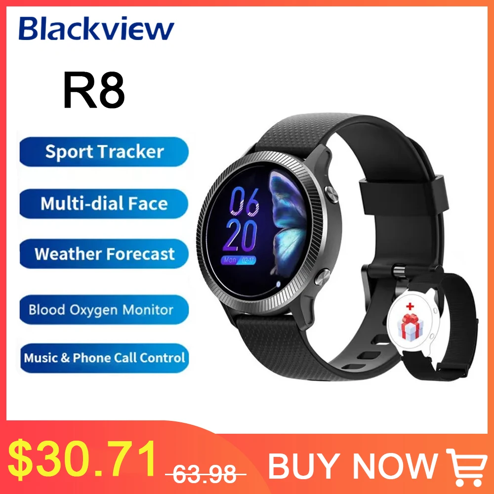 Blackview R8 Men Smartwatch Smart Watch Sport Fitness Tracker Blood Oxygen Sleep - £71.94 GBP