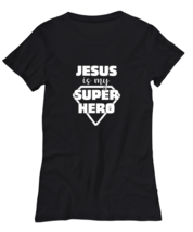 Religious TShirt Jesus Is My Super Hero Black-W-Tee  - £17.14 GBP