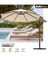 Beige 8.5Ft Patio Offset Hanging Umbrella Garden Adjustable Cantilever S... - $162.99