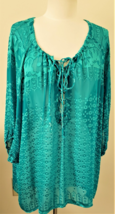 Johnny Was 100% Silk Blouse Size-M Turquoise - $59.38