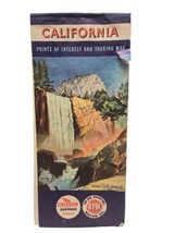 1956 California Touring Map Chevron Supreme Gasoline Vernal Falls, Yosemite  - £5.46 GBP