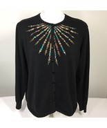 Bob Mackie Wearable Art XL Cardigan Native Tribal Design Sweater Embroid... - $28.00