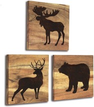 Real Wood Cabin Decor For The Home With Bear, Deer, And Moose - Woodland Rustic - £35.46 GBP