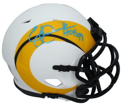 Eric Dickerson Autographed &quot;HOF 99&quot; Rams Mini Lunar Speed Helmet Beckett - £138.48 GBP