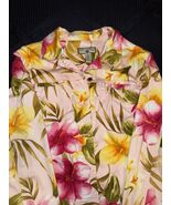 Caribbean Joe Floral Jacket Women&#39;s Medium Button Front Tropical Hibiscu... - $11.25