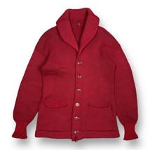 Vintage 20s Red Shawl Collar Sweater Hand-Knit Wool Cardigan Repairs But... - £230.31 GBP