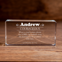 Personalized Christian : Bible Verse Large Rectangular Crystal Paperweight with - £59.58 GBP