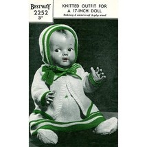 Vintage Doll Knitting Pattern Bestway #2252 17” Baby Doll Coat Set 3ply Wool PDF - £1.64 GBP
