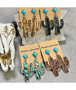 Turquoise Cactus Earrings - $38.33 CAD