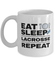 Funny Lacrosse Mug - Eat Sleep Repeat - 11 oz Coffee Cup For Sports Fans  - £11.94 GBP