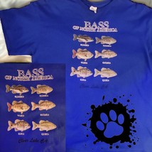 Y2K, Bass Of North America, Clear Lake Ca, T Shirt, Multi Bass Species P... - £18.32 GBP