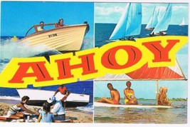 Ontario Postcard Lake Simcoe Multi View Ahoy Sailboat Bathers - £1.69 GBP