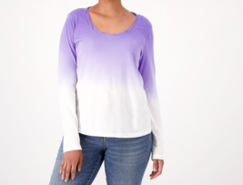 Candace Cameron Bure The Ocean Dipped Long-Sleeve Tee Ultra Violet, Small - £15.77 GBP