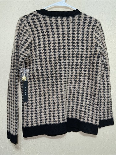 TAHARI brown/black  Long Sleeve Cardigan With gold Button and Pockets sz s new Item image 4