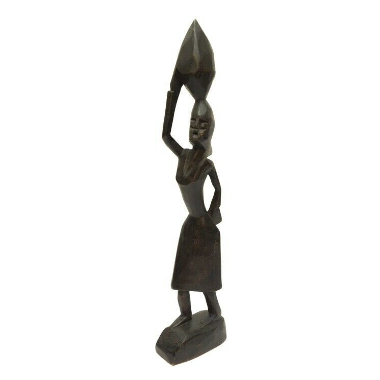 Primary image for Hand Carved Dark Wood Tribal African Woman 12" Figurine Vintage