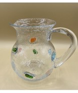 Art Glass Pitcher Fused Bubble Glass 7 1/2” Tall With Flip Flops Inlays - £15.30 GBP