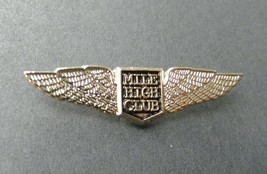 Mile High Club Mini Wings Gold Colored Lapel Pin Badge 1.3 X 7/16th Inches - £4.66 GBP