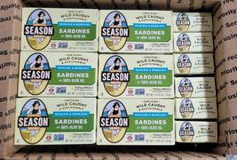 20 tins/cans Season 4.375oz Boneless Skinless Sardines in Olive Oil Kosher - $65.99