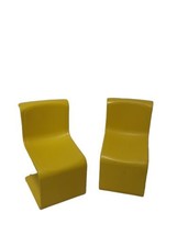 2 Vintage Barbie 1973 S chair Yellow Plastic Mattel Toy 7825-0050-3 - £7.61 GBP