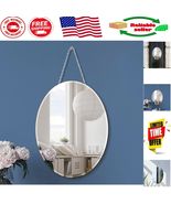 12x16 Inch Silver Oval Mirror with Chain &amp; Hangers – Easy Installation W... - $922.97 MXN
