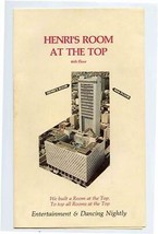 Henri&#39;s Room at the Top Menu 46th Floor San Francisco Hilton Tower &amp; Hotel 1970s - £37.98 GBP
