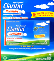 Claritin RediTabs 10mg Loratadine 24-Hour Non-Drowsy Relief 70 Tabs EXP ... - $749.87 MXN