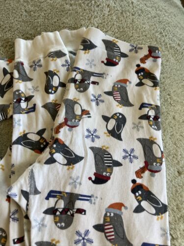 Hanna Andersson Boys White Gray Penguins Sled Skis Long Sleeve Pajamas 12 150 cm Item image 7