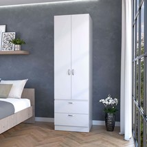 White 2-Door Wardrobe with 2 Drawers - $557.99