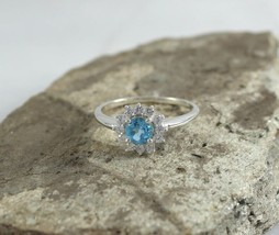 Bague en argent sterling 925 avec topaze bleue de Londres de 5,5 carats... - £89.89 GBP