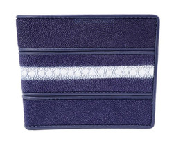 Genuine Stingray Skin Leather Bifold Wallet for Men : Navy Blue - £58.48 GBP